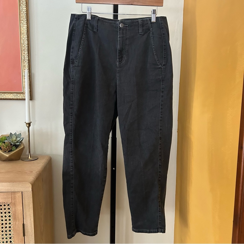 Eileen Fisher Organic Cotton Denim Jeans Tapered Pants Charcoal Gray Size‎ 10